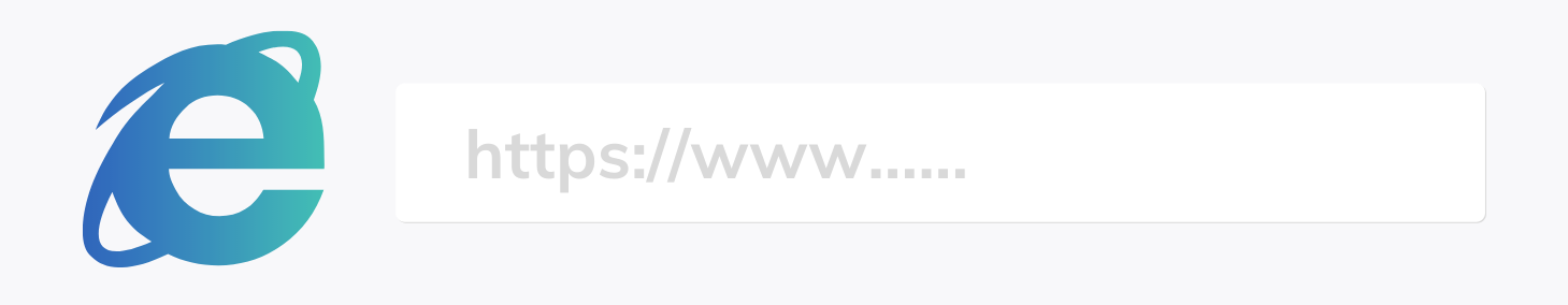 Internet explorer logo with website address bar that says https://www......