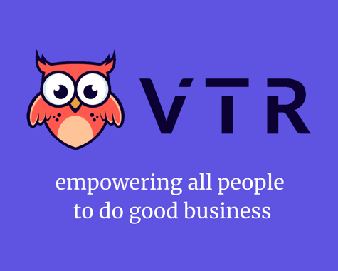 VTR Sign with image of Octavia the Owl and the phrase "empowering all people to do good business"