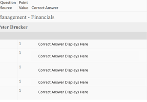 Columns of the quiz report